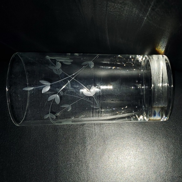 Vintage (5) floral etch etched clear glass highball tumbler glasses barw… - Picture 1 of 1